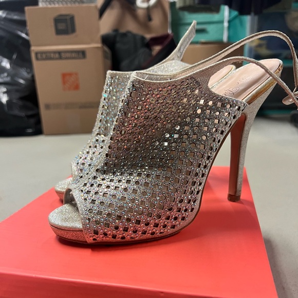 Peep Toe Sparkle Heels - Picture 1 of 8